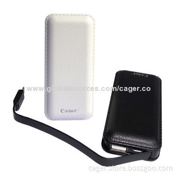 5,000mAh Portable Mobile Travel Chargers, Built-in Cable